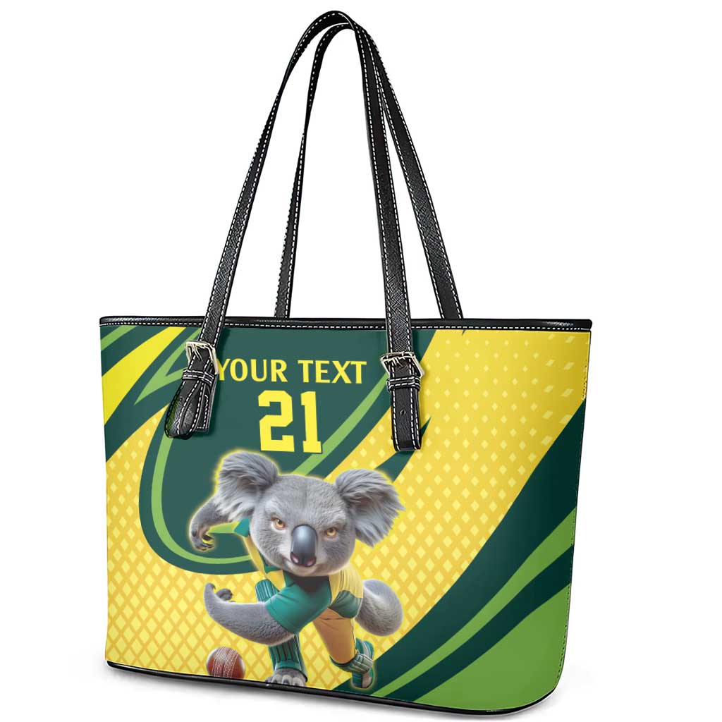Australian Koala Bear Cricket Custom Leather Tote Bag Aussie National Color