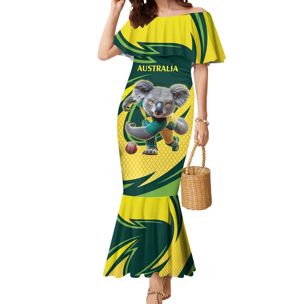 Australian Koala Bear Cricket Custom Mermaid Dress Aussie National Color