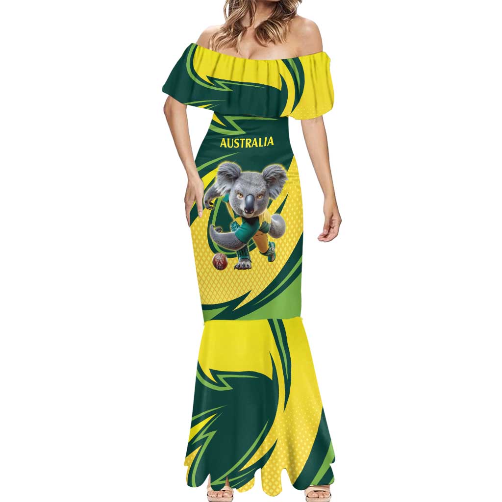 Australian Koala Bear Cricket Custom Mermaid Dress Aussie National Color