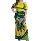 Australian Koala Bear Cricket Custom Off Shoulder Maxi Dress Aussie National Color