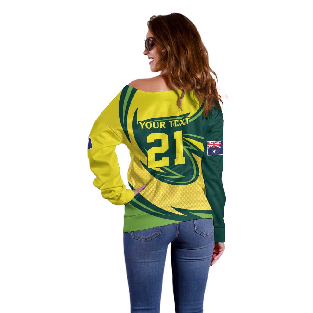 Australian Koala Bear Cricket Custom Off Shoulder Sweater Aussie National Color