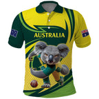 Australian Koala Bear Cricket Custom Polo Shirt Aussie National Color