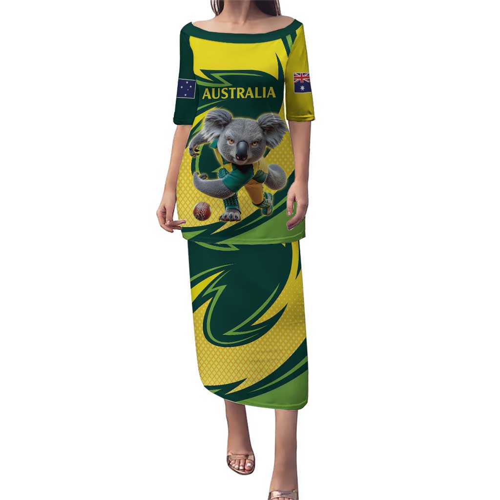 Australian Koala Bear Cricket Custom Puletasi Aussie National Color