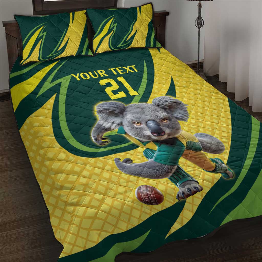 Australian Koala Bear Cricket Custom Quilt Bed Set Aussie National Color