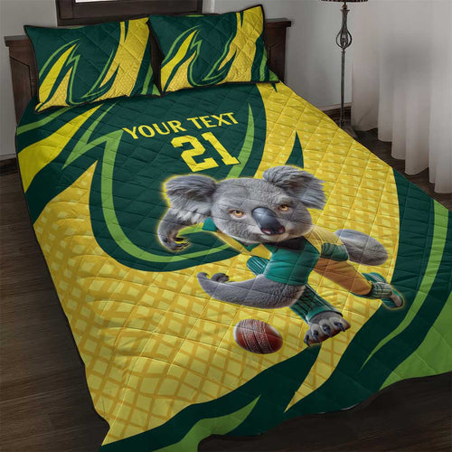 Australian Koala Bear Cricket Custom Quilt Bed Set Aussie National Color
