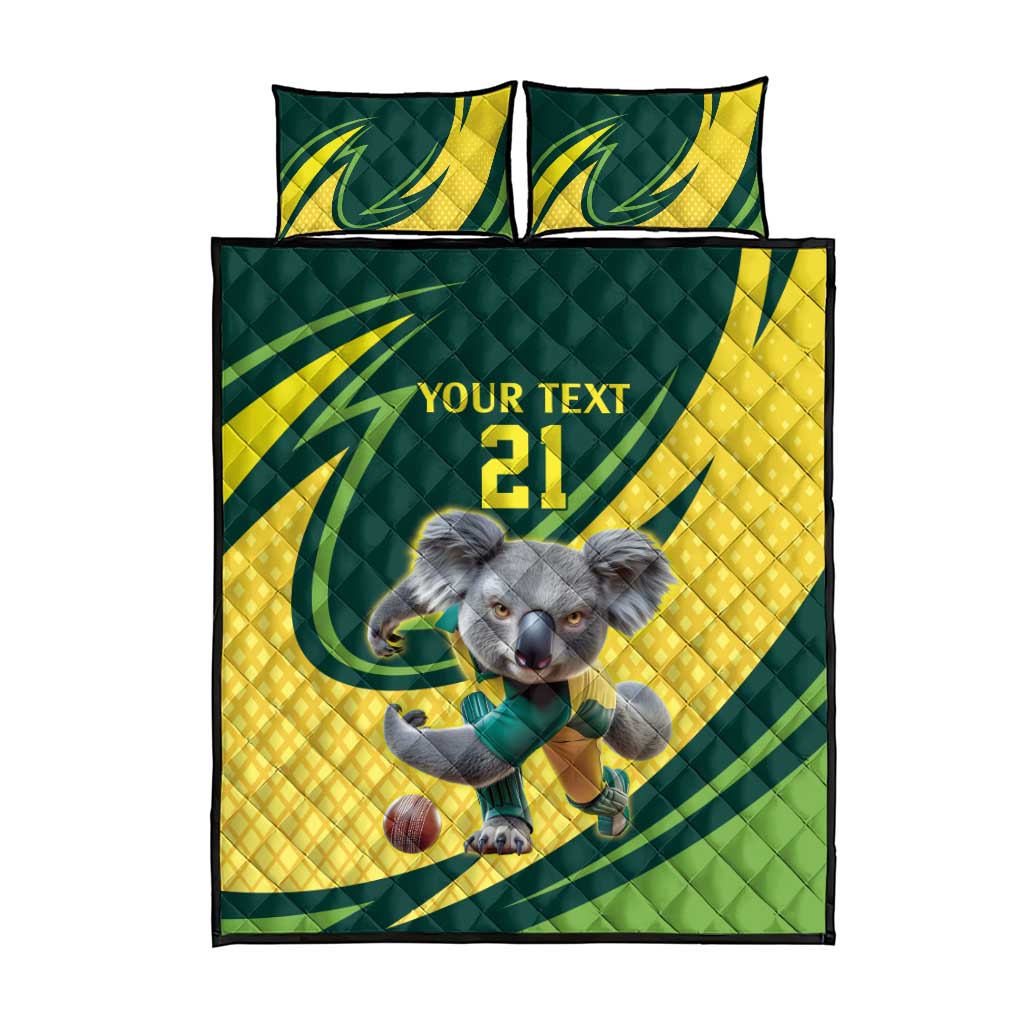 Australian Koala Bear Cricket Custom Quilt Bed Set Aussie National Color