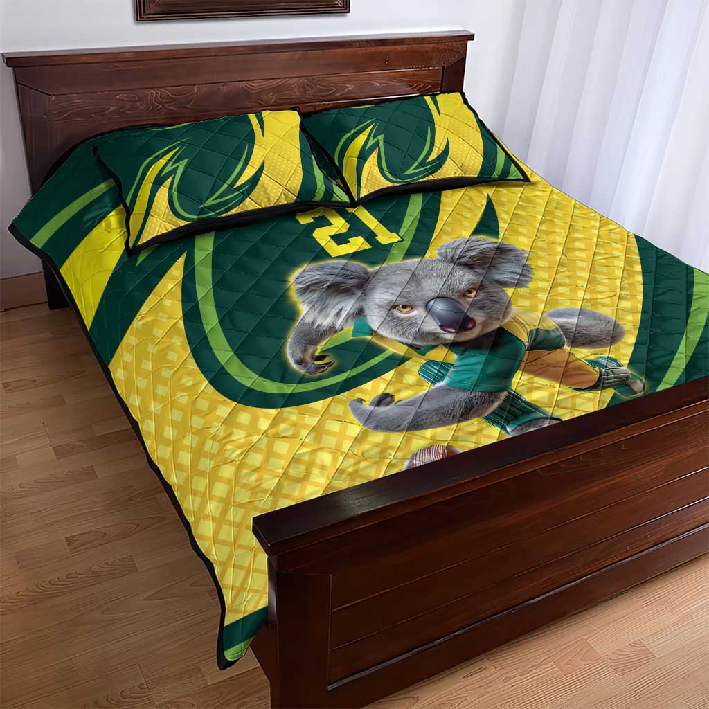 Australian Koala Bear Cricket Custom Quilt Bed Set Aussie National Color