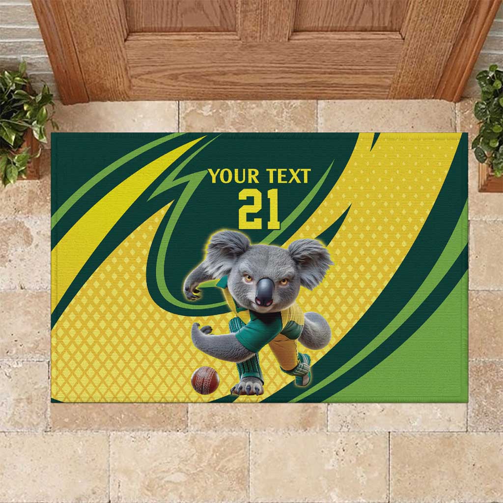 Australian Koala Bear Cricket Custom Rubber Doormat Aussie National Color