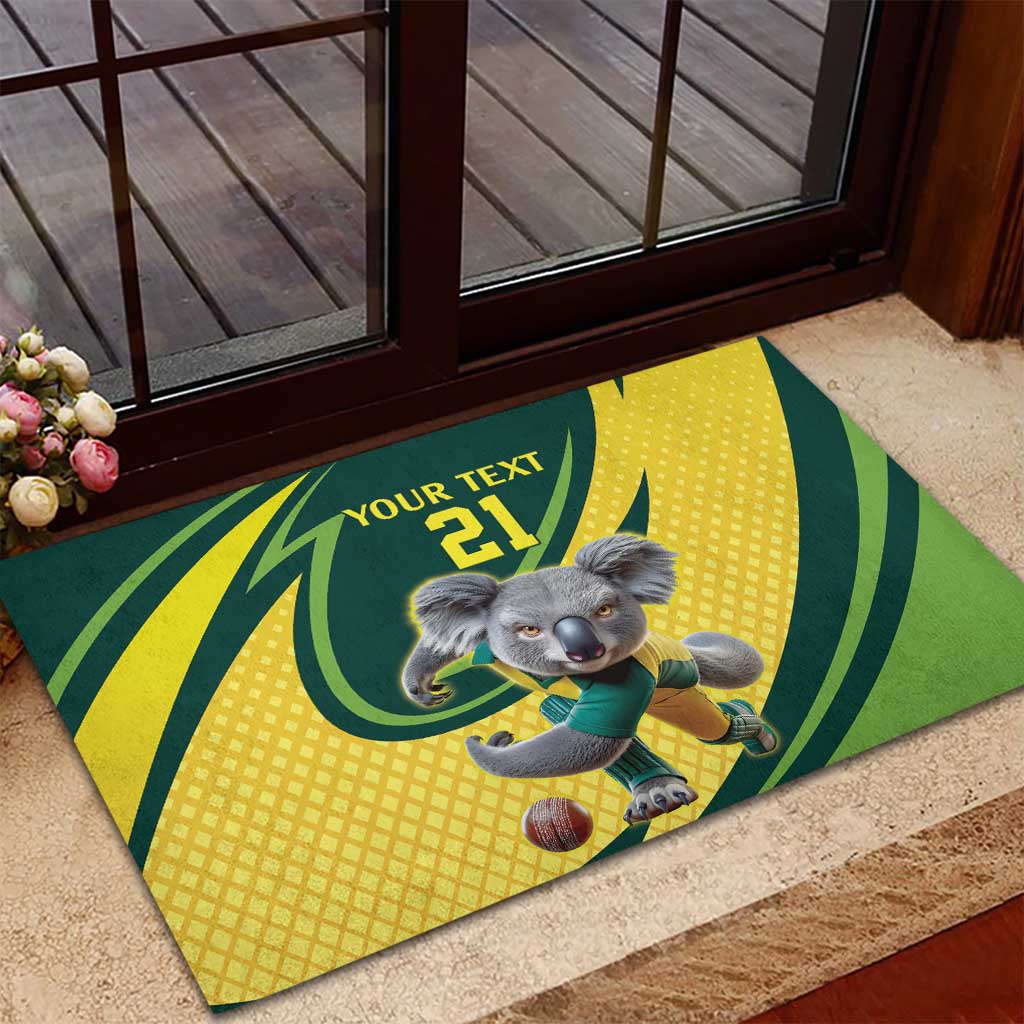 Australian Koala Bear Cricket Custom Rubber Doormat Aussie National Color