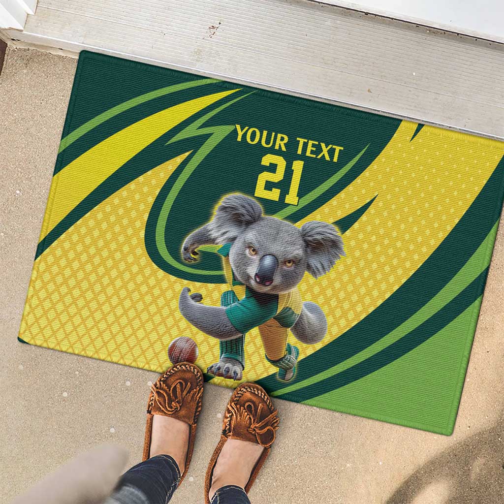 Australian Koala Bear Cricket Custom Rubber Doormat Aussie National Color