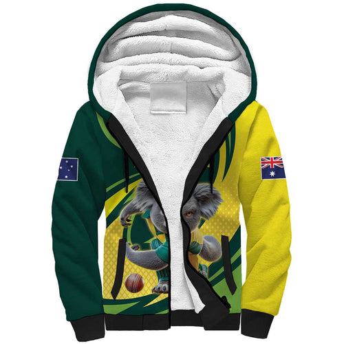 Australian Koala Bear Cricket Custom Sherpa Hoodie Aussie National Color
