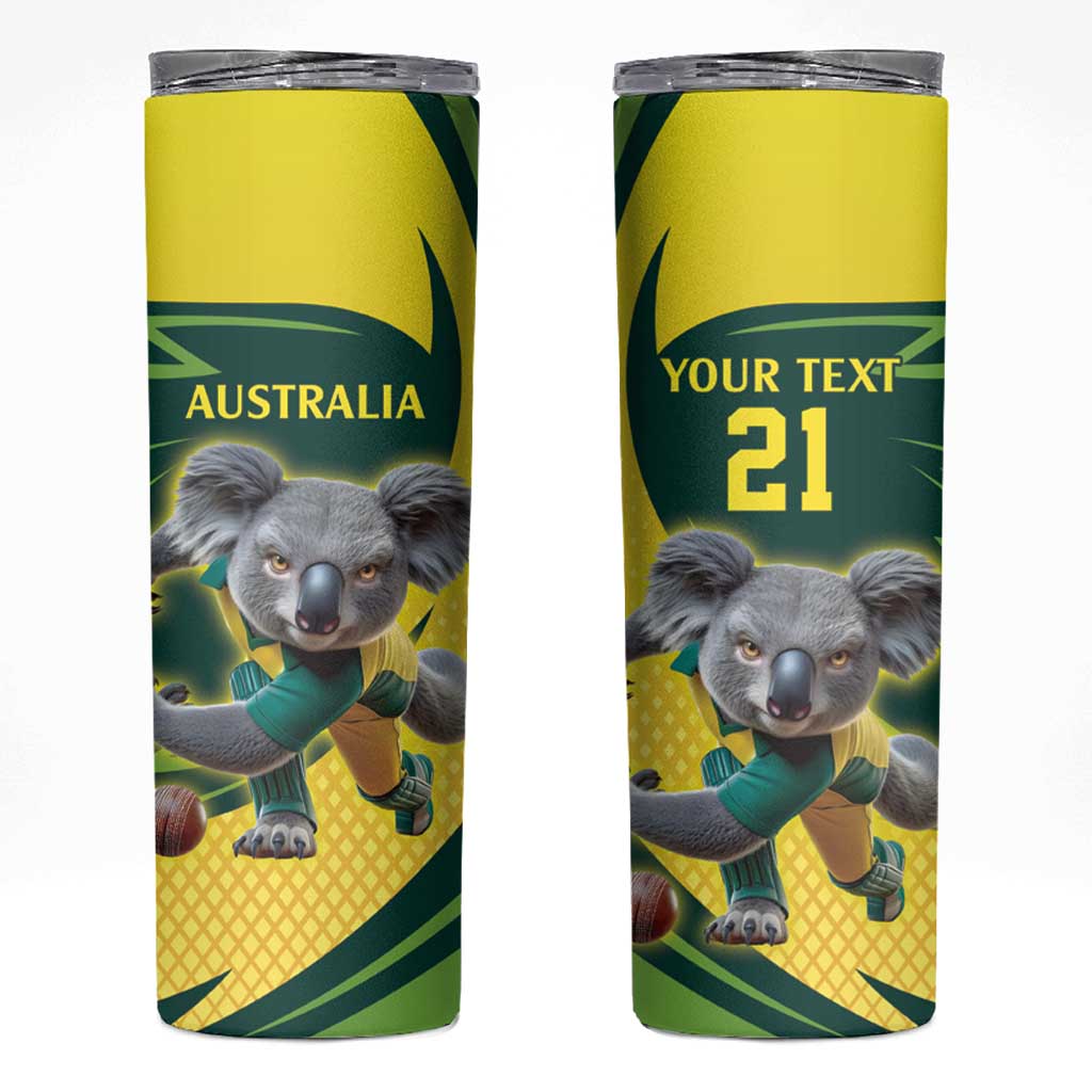 Australian Koala Bear Cricket Custom Skinny Tumbler Aussie National Color
