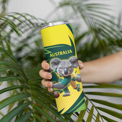 Australian Koala Bear Cricket Custom Skinny Tumbler Aussie National Color