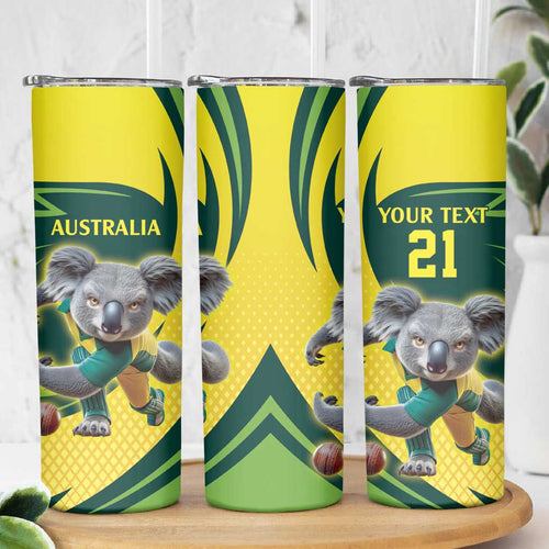 Australian Koala Bear Cricket Custom Skinny Tumbler Aussie National Color