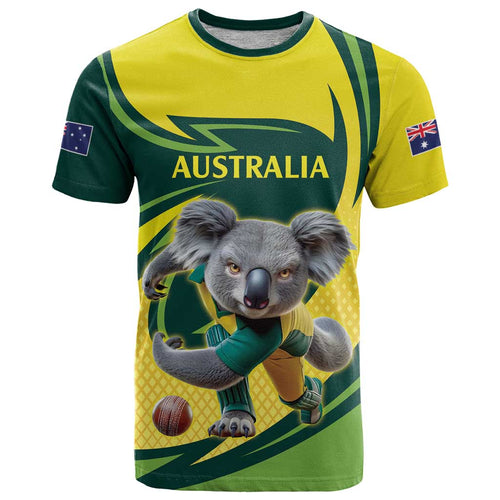 Australian Koala Bear Cricket Custom T Shirt Aussie National Color