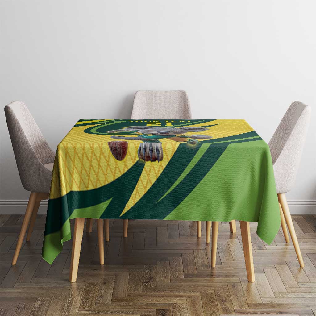 Australian Koala Bear Cricket Custom Tablecloth Aussie National Color