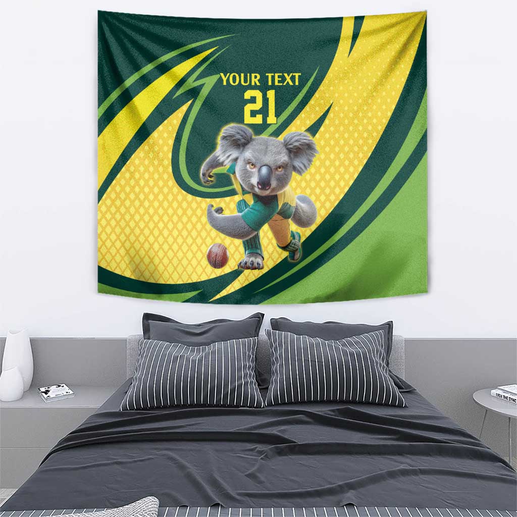 Australian Koala Bear Cricket Custom Tapestry Aussie National Color