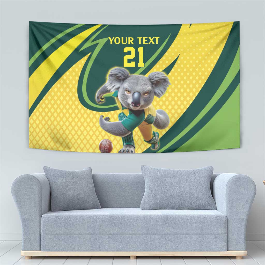 Australian Koala Bear Cricket Custom Tapestry Aussie National Color