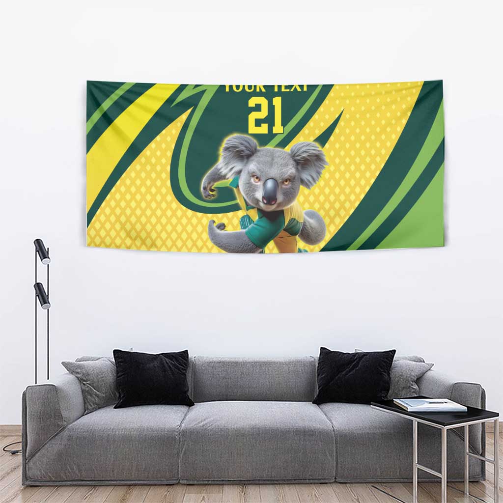 Australian Koala Bear Cricket Custom Tapestry Aussie National Color