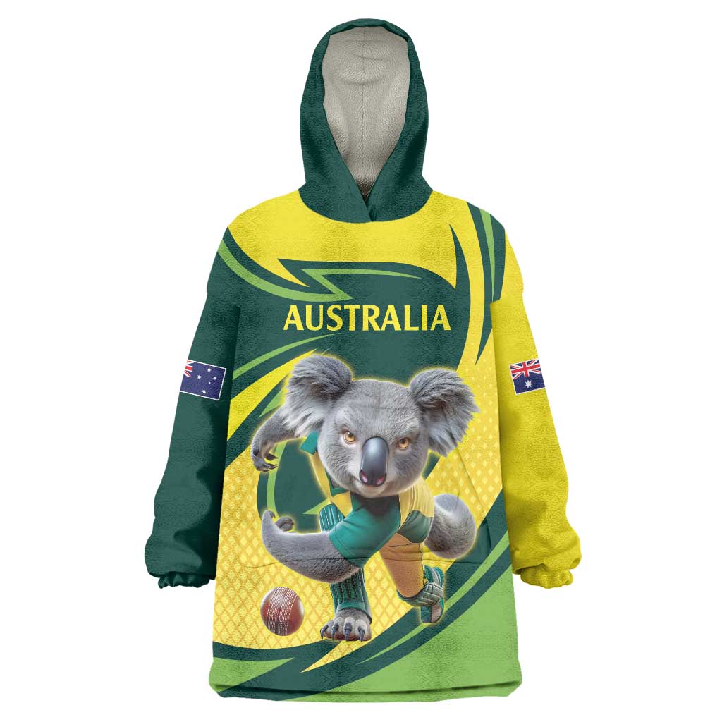 Australian Koala Bear Cricket Custom Wearable Blanket Hoodie Aussie National Color