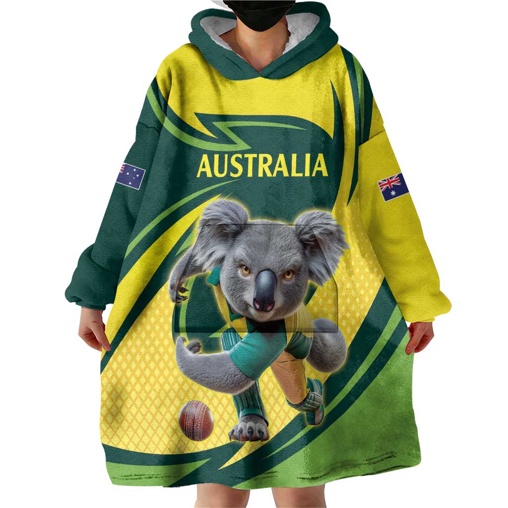 Australian Koala Bear Cricket Custom Wearable Blanket Hoodie Aussie National Color