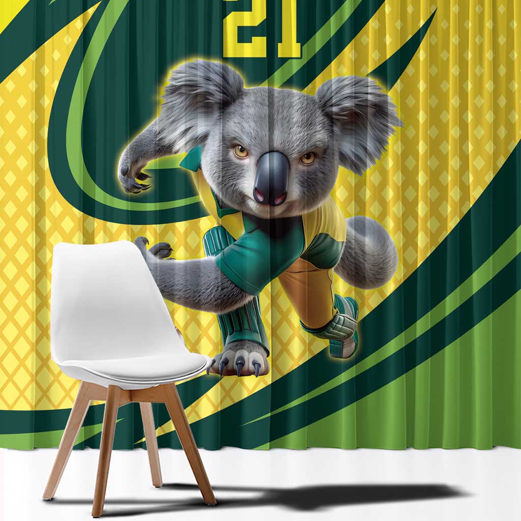 Australian Koala Bear Cricket Custom Window Curtain Aussie National Color