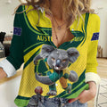 Australian Koala Bear Cricket Custom Women Casual Shirt Aussie National Color