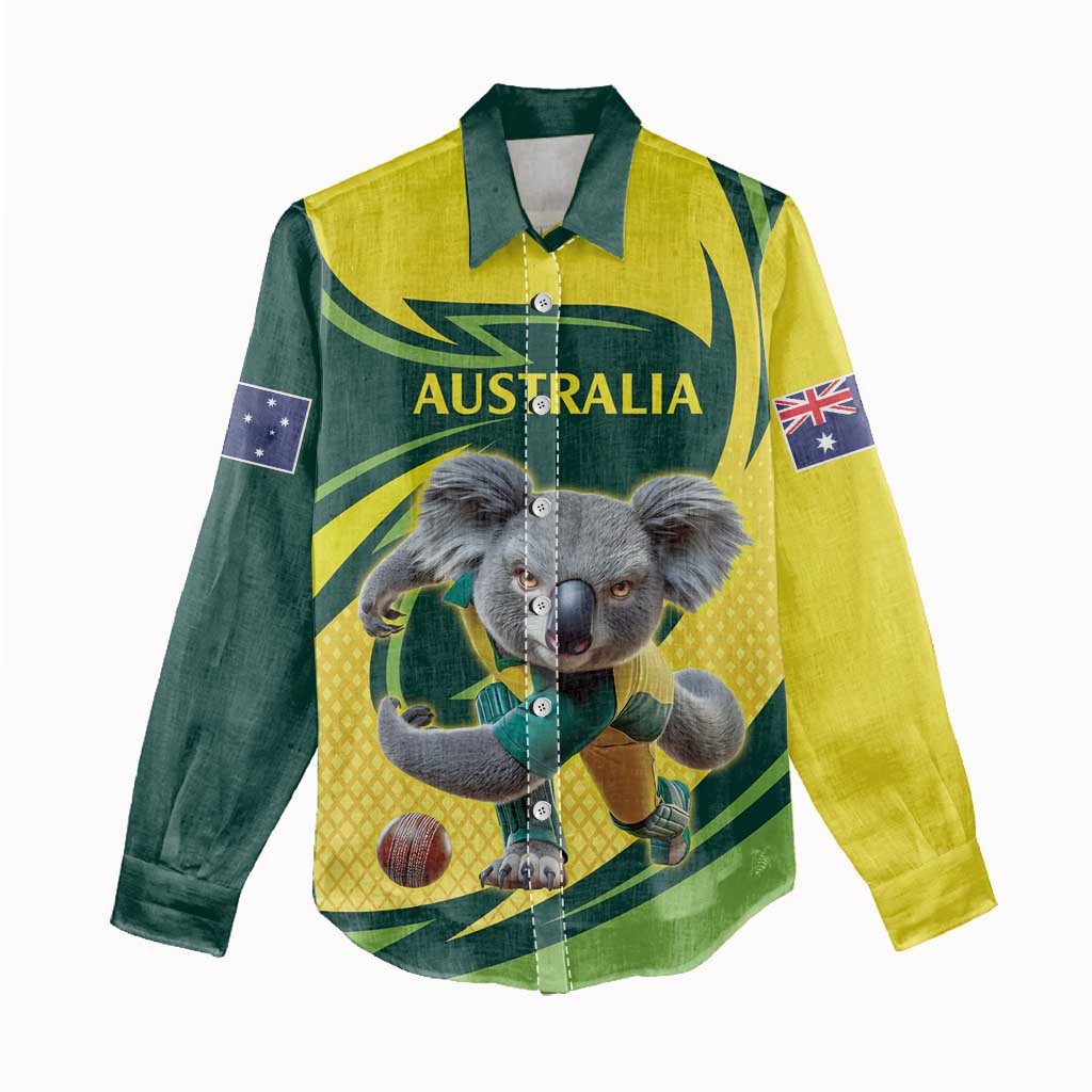 Australian Koala Bear Cricket Custom Women Casual Shirt Aussie National Color