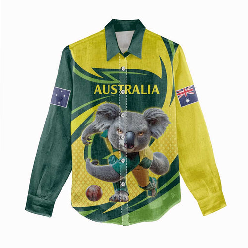 Australian Koala Bear Cricket Custom Women Casual Shirt Aussie National Color