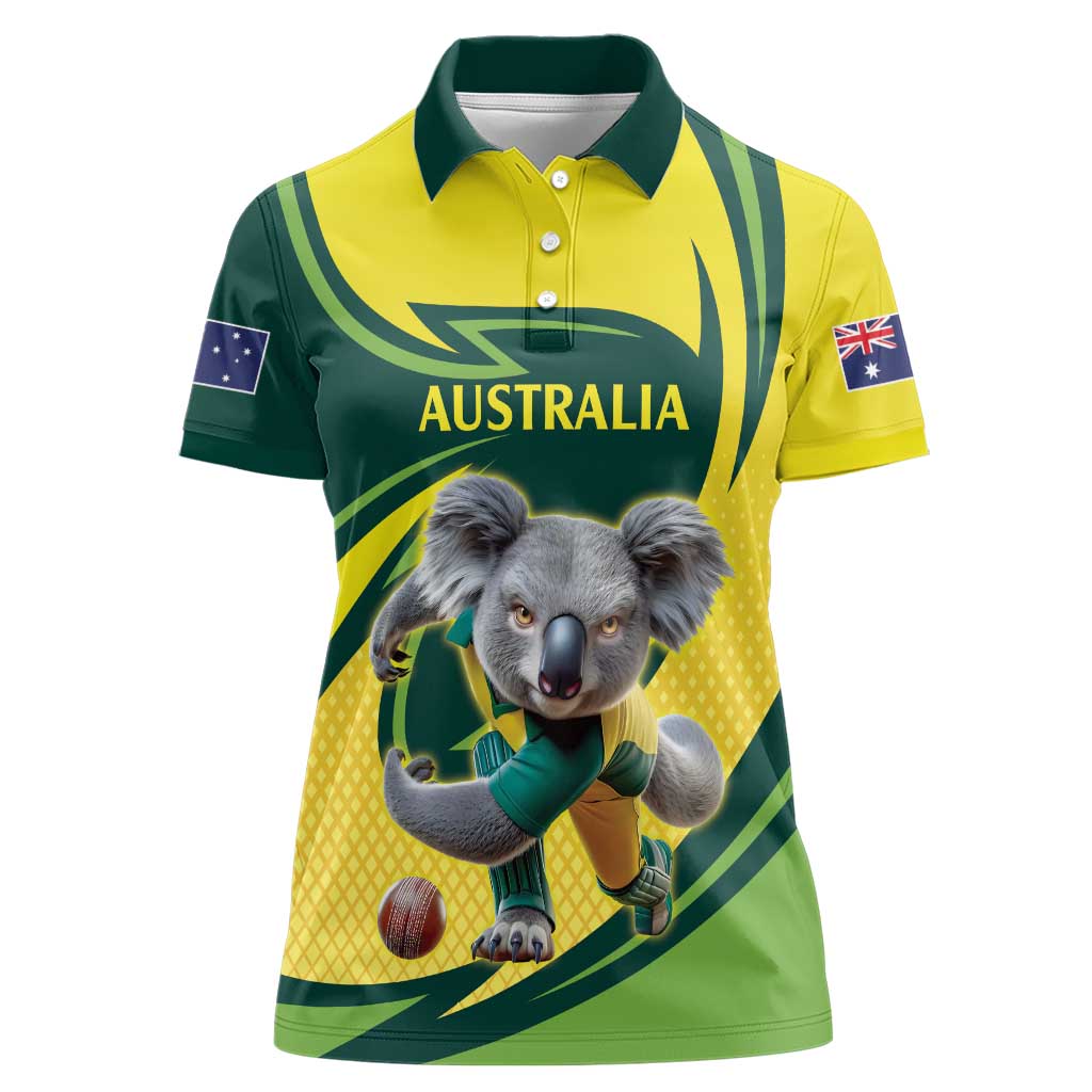 Australian Koala Bear Cricket Custom Women Polo Shirt Aussie National Color