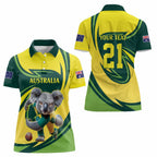 Australian Koala Bear Cricket Custom Women Polo Shirt Aussie National Color