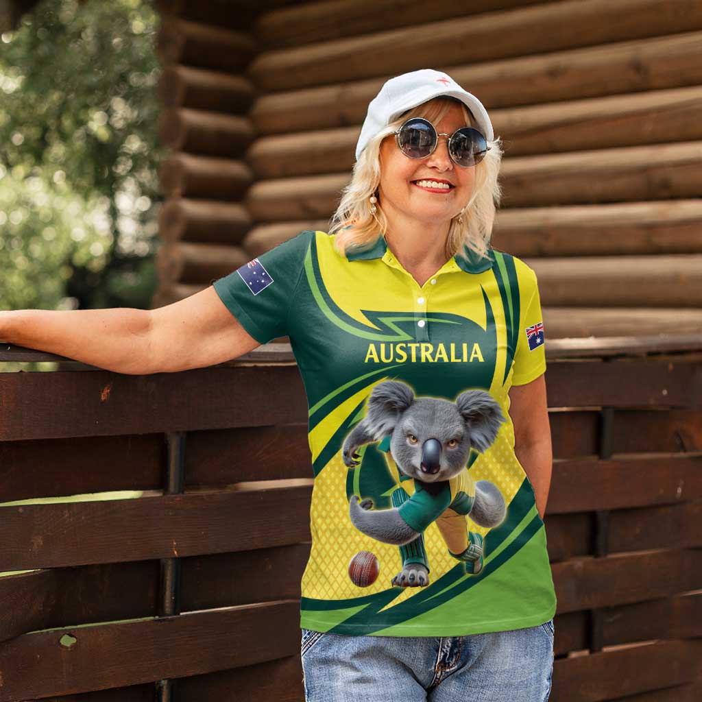 Australian Koala Bear Cricket Custom Women Polo Shirt Aussie National Color