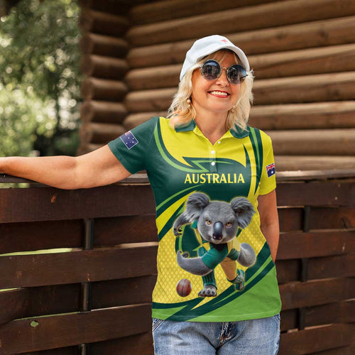 Australian Koala Bear Cricket Custom Women Polo Shirt Aussie National Color