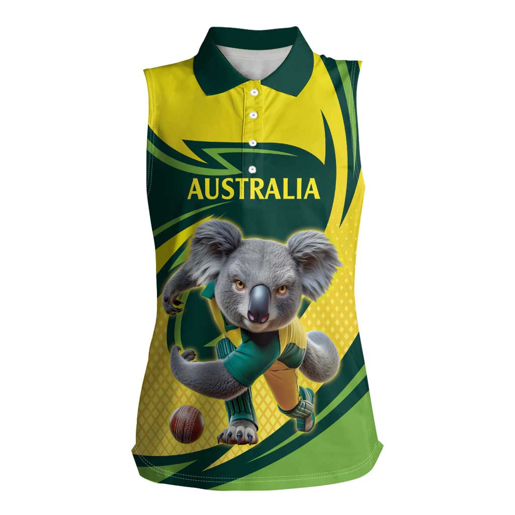 Australian Koala Bear Cricket Custom Women Sleeveless Polo Shirt Aussie National Color