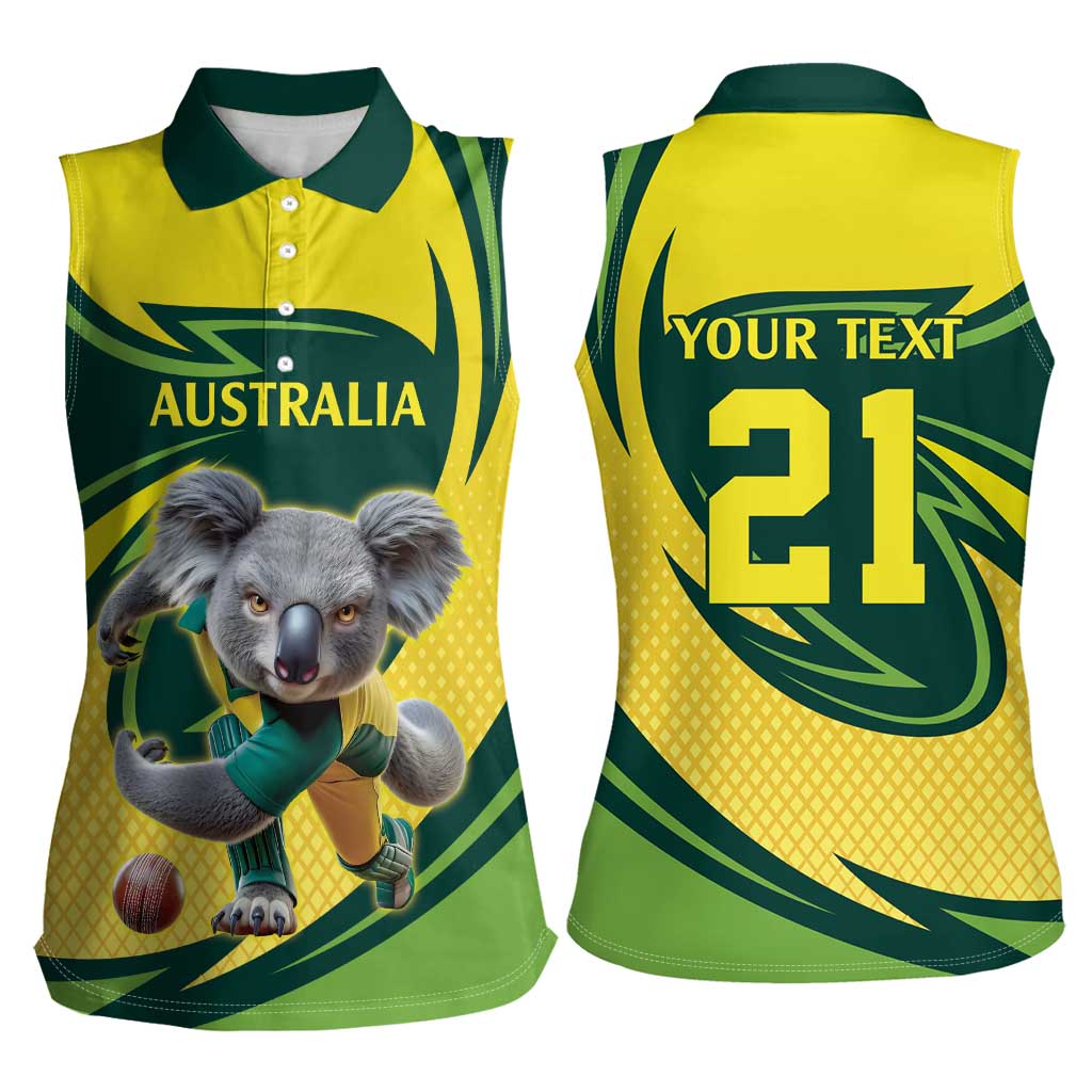 Australian Koala Bear Cricket Custom Women Sleeveless Polo Shirt Aussie National Color
