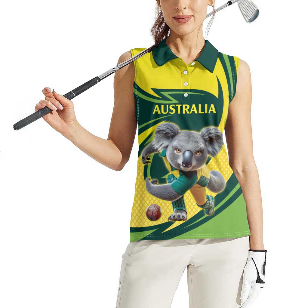 Australian Koala Bear Cricket Custom Women Sleeveless Polo Shirt Aussie National Color