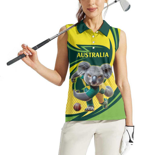 Australian Koala Bear Cricket Custom Women Sleeveless Polo Shirt Aussie National Color