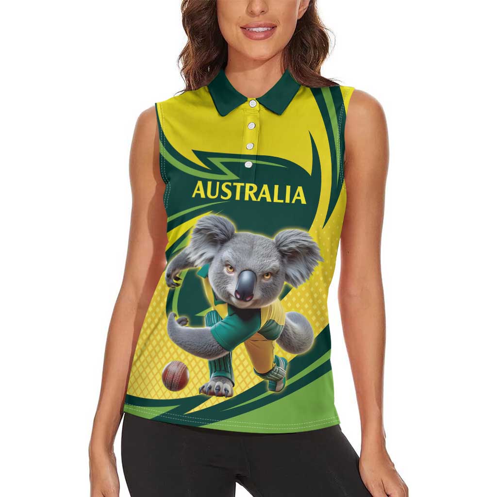 Australian Koala Bear Cricket Custom Women Sleeveless Polo Shirt Aussie National Color