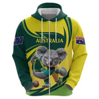 Australian Koala Bear Cricket Custom Zip Hoodie Aussie National Color