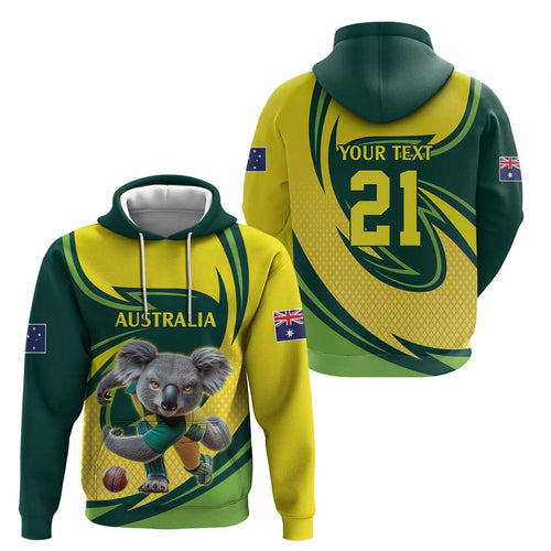 Australian Koala Bear Cricket Custom Zip Hoodie Aussie National Color