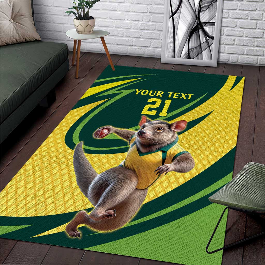 Australian Tasmanian Pademelon Cricket Custom Area Rug Aussie National Color