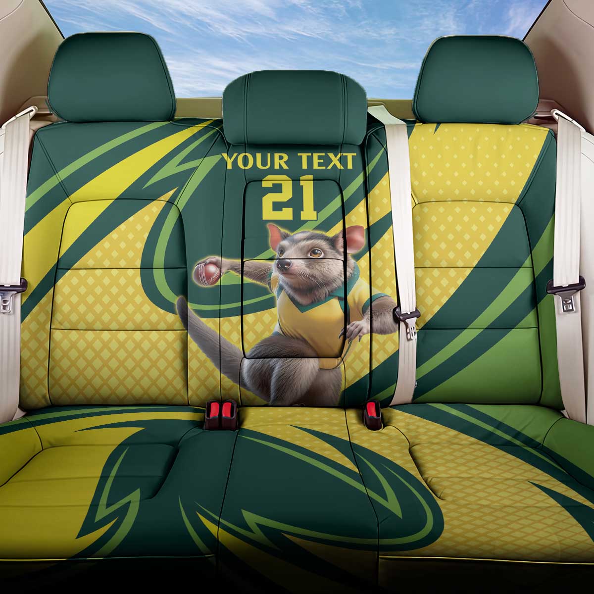 Australian Tasmanian Pademelon Cricket Custom Back Car Seat Cover Aussie National Color