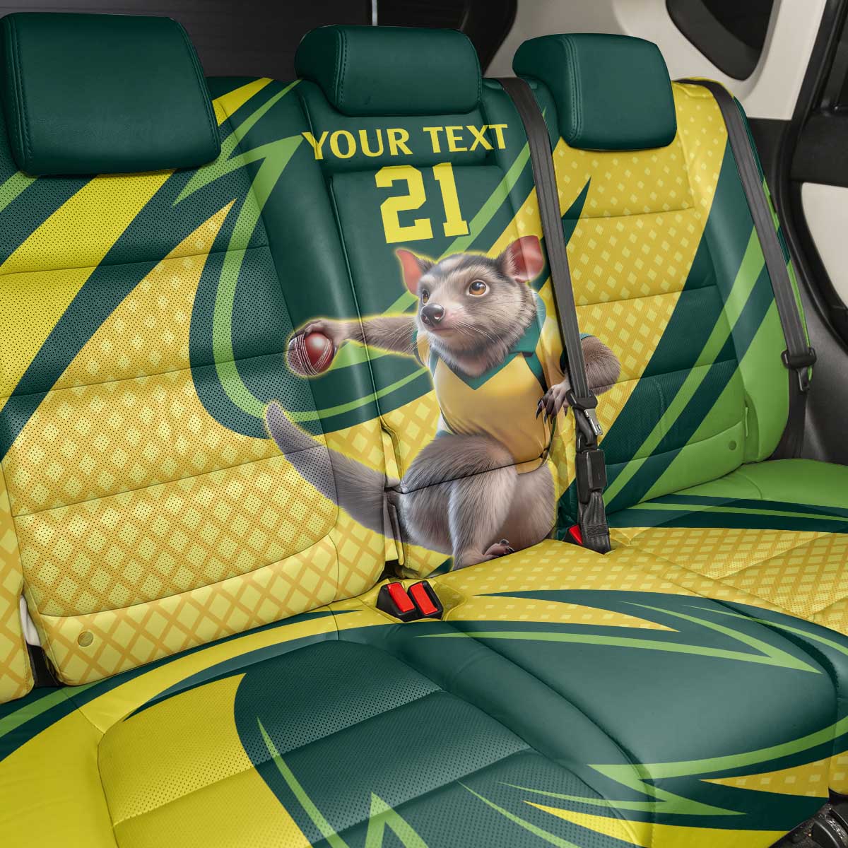 Australian Tasmanian Pademelon Cricket Custom Back Car Seat Cover Aussie National Color