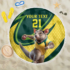 Australian Tasmanian Pademelon Cricket Custom Beach Blanket Aussie National Color