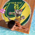 Australian Tasmanian Pademelon Cricket Custom Beach Blanket Aussie National Color