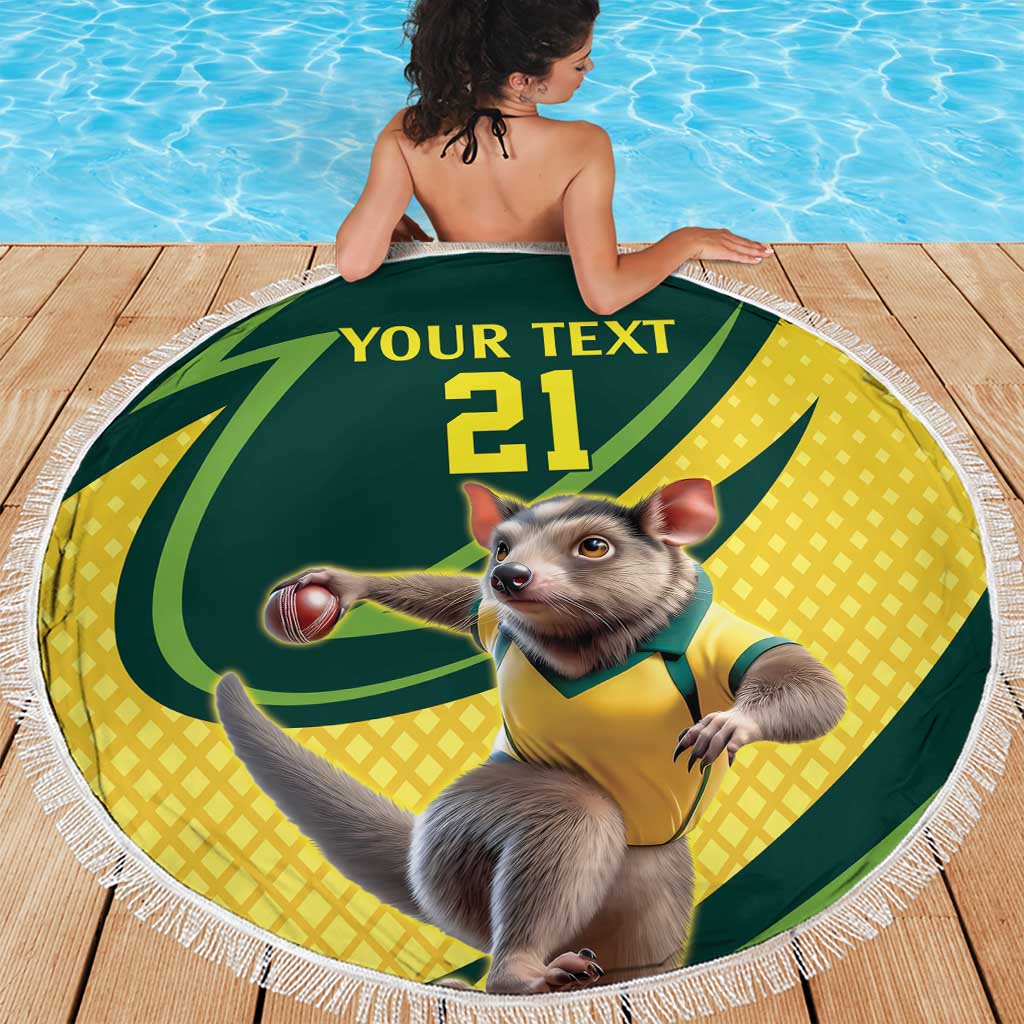 Australian Tasmanian Pademelon Cricket Custom Beach Blanket Aussie National Color