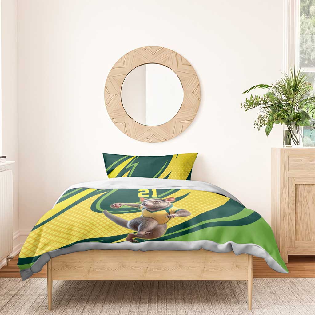 Australian Tasmanian Pademelon Cricket Custom Bedding Set Aussie National Color