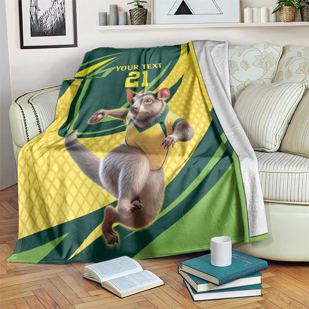 Australian Tasmanian Pademelon Cricket Custom Blanket Aussie National Color