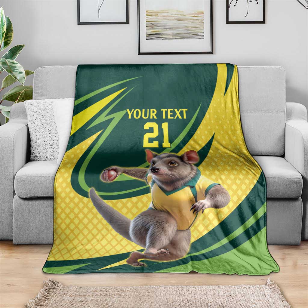 Australian Tasmanian Pademelon Cricket Custom Blanket Aussie National Color