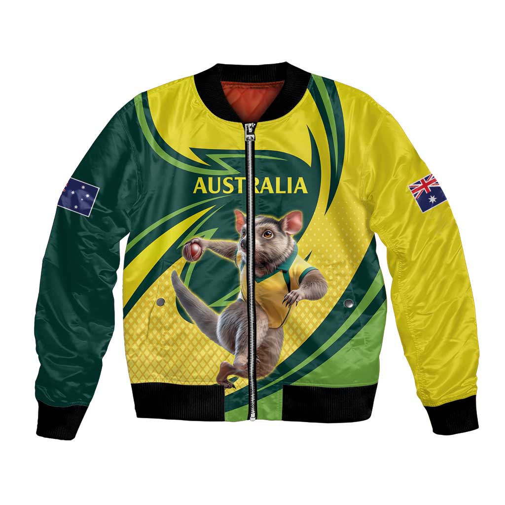 Australian Tasmanian Pademelon Cricket Custom Bomber Jacket Aussie National Color